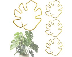 Plantensteun Set - Klimplant Steunen - Optimale Groei - Monstera Blad Ontwerp - 4 Delig - Goud