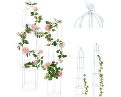 plantensteun - set van 2 - 117 cm en 97 cm - metaal - klimplanten - wit
