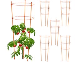 plantensteun set van 6 - metaal - kunststof - 76 cm hoog - 3 verstelbare ringen - binnen - buiten