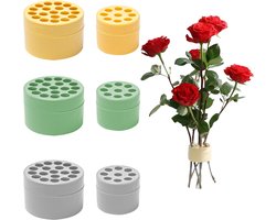 Plantensteunen - Boeket Twister - Boeket Houder - Bloemer Houder - Roterende Bloemenhouder - Stengelhouder - Ikebana Bloemen -Boeket Houders - Bloemen - Bloem Schikken - Ikebana - Groen, geel, grijs - 6 stuks - 2 maten