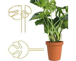Plantensteunen in unieke Monstera-vorm voor buiten en kamerplanten (goud)
