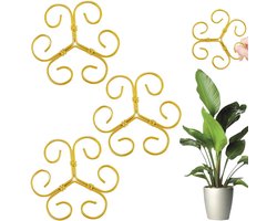 Plantensteunen – Plantenbevestigers – Herbruikbare Steunen voor Klimplanten – Binnensteun voor Klimplanten – Stengelbevestigers – 3 stuks – Rond – Goud