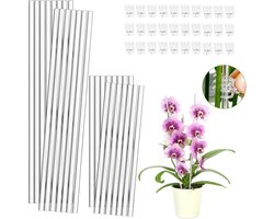 Plantenstokken - Plantenondersteuning 15 stuks van 28 cm en 15 stuks van 40 cm - Doorzichtige Acryl Plantensteun met 30 Plantenclips - Geschikt voor Binnen- en Buitenplanten - 30 Stuks