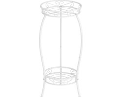 Plantentafel 2-laags metalen plantenstandaards bloempot-hoge plantenstandaard Outdor-kamerplant plantenpottenhouder tuinterras 69x32cm wit plantentafel