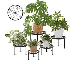 Plantentafel - 5 Stuks Metalen Plantenstandaards - Stevige Bloempotstandaards voor Binnen en Buiten - Geschikt voor Meerdere Planten - Bestand Tegen Stenen - IJzeren Plantenrek voor Terras - Tuin - Balkon - Woonkamer - Slaapkamer