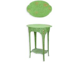 Plantentafel Art Nouveau - Gietijzer Planten Tafeltje - Stevige Groene Tafel - Huis en Tuin Decoratie - 47x36x60