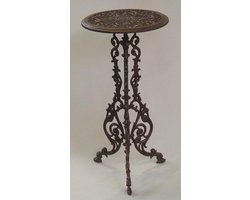 Plantentafel - bistrotafel - bijzettafel - gietijzer - rond - bruin - tuin