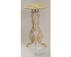 Plantentafel - bistrotafel - bijzettafel - gietijzer - rond - wit - tuin