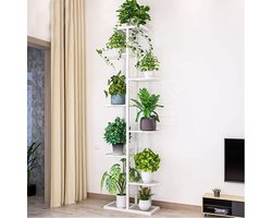 Plantentafel Bloemenstandaard - Metaal - 8 niveaus - 141 cm - Moderne plantentrap - Binnen en buiten - Tuin balkon - Bloemenrek - Meerdere verdiepingen - Donkergrijs plantentafel