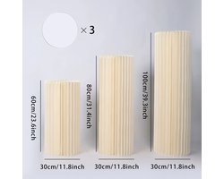 Plantentafel - Bloementafel - Taartplateau - Kerstzuil - Kerstdecoratie - Kerst Accessoire - Papieren cilinder - Opvouwbaar - Decoratie - Versiering - Bruiloft - Tafel - Kerst - Bruiloft - Verjaardag - Feestje - Wit - Hoogte 60, 80, 100 CM - 3 stuks