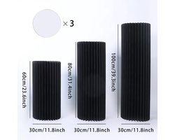 Plantentafel - Bloementafel - Taartplateau - Kerstzuil - Kerstdecoratie - Kerst Accessoire - Papieren cilinder - Opvouwbaar - Decoratie - Versiering - Bruiloft - Tafel - Kerst - Bruiloft - Verjaardag - Feestje - Zwart - Hoogte 60, 80, 100 CM - 3STK