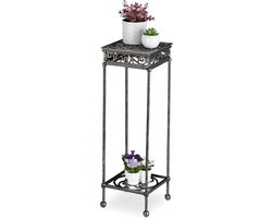Plantentafel gietijzer retro design vierkant - binnen & buiten - hoge plantenkruk - bronzen afwerking - 73x24x24 cm