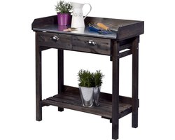 Plantentafel met 2 laden - Design - Massief sparrenhout - Tuin/terras/balkon - 79 x 39 x 90 cm - Zwart plantentafel