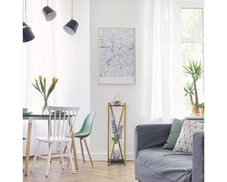 Plantentafel met marmerlook - moderne plantenstandaard - HBD 99 x 29 x 29 cm - goud/zwart plantentafel