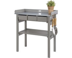 Plantentafel Tuin - Werktafel Buiten - Planten Verzorgen - Met Spoelbak - 79x38x82cm - Grijs