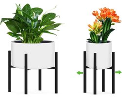 Plantentafel verstelbare plantenstandaards - zwart metaal - plantenpotstandaard - binnen - bloemenstandaard plantentafel