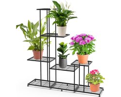 Plantentafel Zwarte Metaal Binnen Buiten - Plantenstandaard 4 Niveaus Vazen Bloemenstandaard Terras Tuin plantentafel
