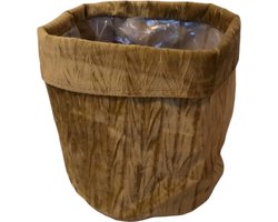 Plantentas - Planten pot - Plantenzak - Velours - Textiel - Geel - 18cm - 20cm hoog