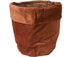 Plantentas - Planten pot - Plantenzak - Velours - Textiel - oranje - 18cm - 20cm hoog