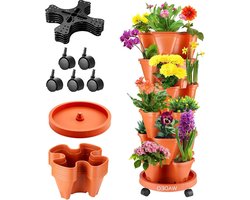 Plantentoren - Verticale tuin met 6 niveaus voor aardbeien, kruiden, bloemen en groenteplanten planter box