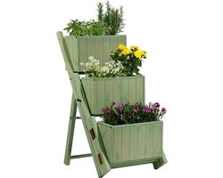 Plantentrap Uitklapbaar - Bloementrap - Planten Decoratie - 3 Aparte Bakken - 41x55x85 cm - Mintgroen