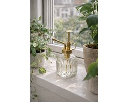 Plantenverstuiver Glas – Vintage Plantenspuit – Goud / Messing – 300 ml – Kamerplanten Sprayfles