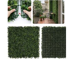 Plantenwandpaneel fijn buxus, groene wand dichtbegroeid, decoratief wandpaneel, gordijn voor balkon 50x50 cm, 1 stuk