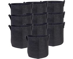 Plantenzakken Fleece - Kweekzakken Potten - Planten Kweken - Ademend Materiaal - 11 Liter Set - Zwart