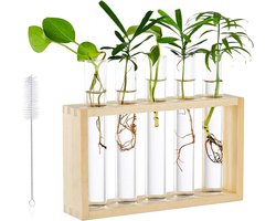 Planter Kweekstation Glazen Vaas Proefbuis Houten Rek Terrarium Hydrocultuur Stekken - Moderne Bloem Kiem Tafelblad Kantoor Huisdecoratie Gift.