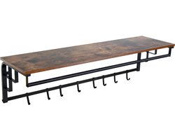 Plant&More - Wand kapstok De Luxe - XL - Garderobe - Hoedenplank met 8 Haken - Industrieel - 110 x 30 x 27 cm