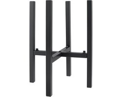 Plantstand - Zwart Metaal - 38 cm Hoog - Verstelbare Bloempotstandaard - Voor Binnen en Buiten Gebruik - Verstelbare Breedte 24-35 cm