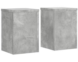 Plantstands voor Binnen en Buiten - 2 Stuks - Houten en Beton - 20x20x30cm