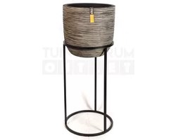 Planttafel cachet 43 zwart + Pot bol Rib NL 43 antraciet