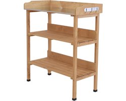Planttafel met metalen werkblad en opbergruimte voor tuin of balkon - 76 x 37 x 89 cm