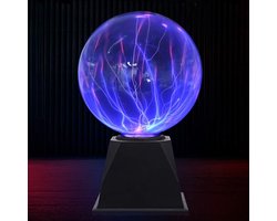 Plasma Bal Licht, Aanraak- en Stemgevoelige Magische Plasma Lamp, Sfeerlicht Decoratie Bliksem, Nachtlampje 5 (Blauw)