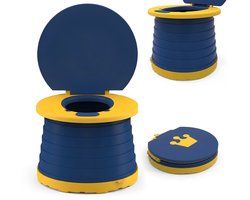 Plaspotje - Kinder toilet- Kinder WC - Opvouwbaar kinderpotje - draagbaar reispotje voor thuis, auto en camping - 6 maanden tot 6 jaar - tot 50 kg - 24 x 24 x 17 cm - blauw