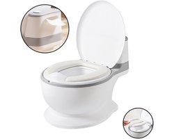 Plaspotje peuter met zachte zitting & anti-slip – Kinder potje met uitneembare emmer en toiletrolhouder – WC trainer grijs