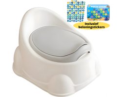 Plaspotje - Potje voor Zindelijkheidstraining - Complete Set incl. Beloningstickers & Kaart - Ergonomisch Design - Wit/Grijs