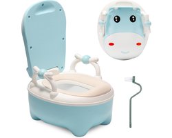 Plaspotje voor baby en peuter met koe design – antislip kinderpotje met zachte zitting, 0-6 jaar - blauw