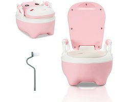 Plaspotje voor baby en peuter met koe design – antislip kinderpotje met zachte zitting, 0-6 jaar roze