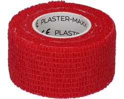 Plastermaxx Pleisters op rol Waterproof - Hypoallergene en elastische pleister - Rood - werkt zonder lijm - Rekbaar - anti allergisch - latex vrij - absorbeert bloed - afscheurbaar - lengte 450cm x breedte 2,8cm -voor thuis of op reis