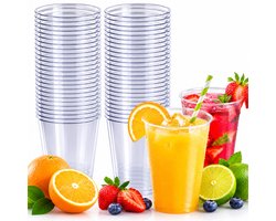 Plastic Bekers 240ml - 40x Herbruikbare Transparante Drinkbekers - BPA-vrij - Stevige Feestbekers voor BBQ, Verjaardag & Party