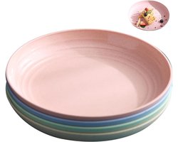 Plastic borden, 4 stuks, onbreekbare platen, onbreekbare campingborden, herbruikbare borden, plastic borden, platen, set voor feestjes, picknicks, reizen, kamperen of dagelijks gebruik