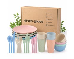 Plastic Borden en Kommen Set voor Camping Picknick en Diner - Herbruikbare Servies Set met Bestek - Unbreakable en Lichtgewicht Serveerwaren borden set