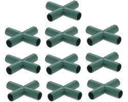 Plastic Coated Canes Connector voor Tuin Framework-Ondersteunt-10 STKS-Kooien-Fruitkooien-Netting Frames-Schermen Kas Frame Meubels Gebouw Connectoren (4-weg Cross Connector voor 16 mm Staven)
