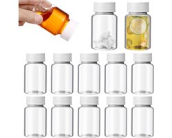 Plastic flessen - 12 stuks - Waterflessen - Sapflessen - 100 ml - Doseerflessen - Herbruikbaar - Gemaakt van PET-plastic - Met deksels - Geschikt voor sap, water en andere dranken - Geschikt voor vaste en vloeibare stoffen - Transparant