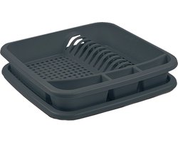 Plastic Forte Afdruiprek - met lekbak - zwart - 39 x 39 cm - Afwasrek - Afdruiprekken
