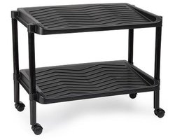 Plastic Forte Schoenenrek - kunststof - 2-laags - zwart - 50 x 30 x 40 cm - schoenenbank - op wielen