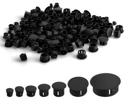 Plastic Gatpluggen - Afdekdoppen Schroefgaten - Meubelafwerking - 300 Stuks Diverse Maten - 5-25mm - Zwart