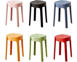 Plastic Krukjes - Stapelbaar Zitoppervlak - Extra Zitplaatsen Creëren - Robuuste Constructie - Set van 6 - Multicolor